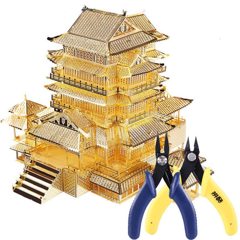 拼酷3d金属立体拼装拼插模型玩具拼图diy创意滕王阁家居摆件饰品