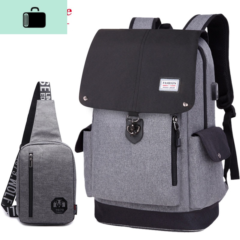 双肩包男背包女韩版休闲大容量旅行包高初中学生书包男时尚潮流NEW LAKE高清大图