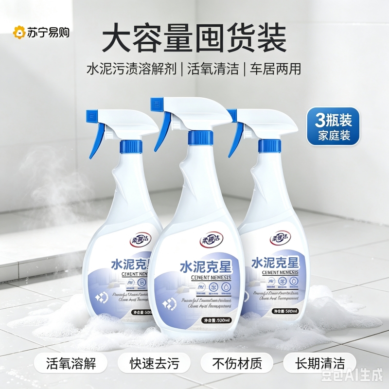 [3瓶装囤货]水泥清洗剂500ml*3瓶溶解剂水泥克星汽车清洁强力清除瓷砖去混泥土