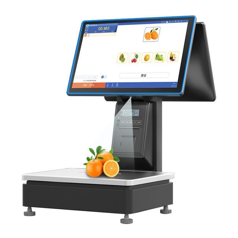ai智能识别称重收银一体机ab1691t触摸双屏熟食散称收款机超市电子