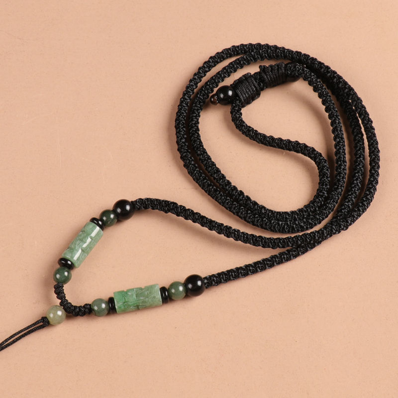 玉佩吊坠挂绳男士项链绳挂脖女款腊绳手工编织的挂件绳子翡翠黑绳