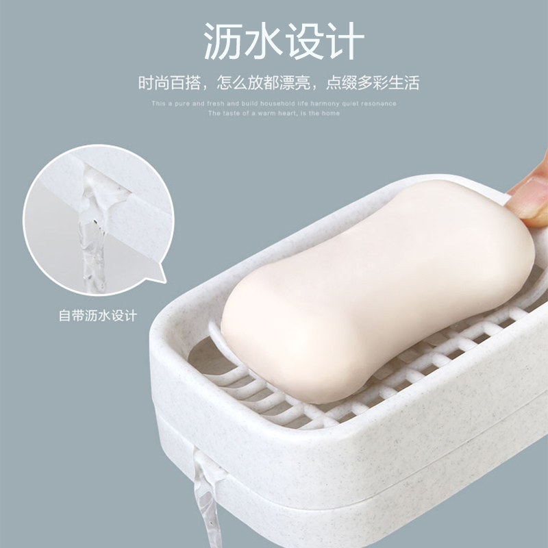 茶花肥皂盒沥水家用便携创意大号皂架塑料洗衣双层双格香皂盒 粉色3个装