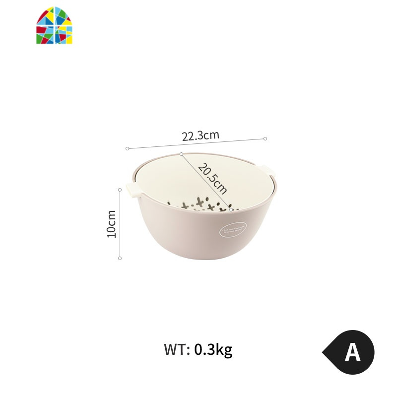 北欧ins风创意厨房塑料洗菜盆双层沥水滤水篮 家用加厚蔬菜水果篮 FENGHOU F大号红色洗菜篮洗菜篮