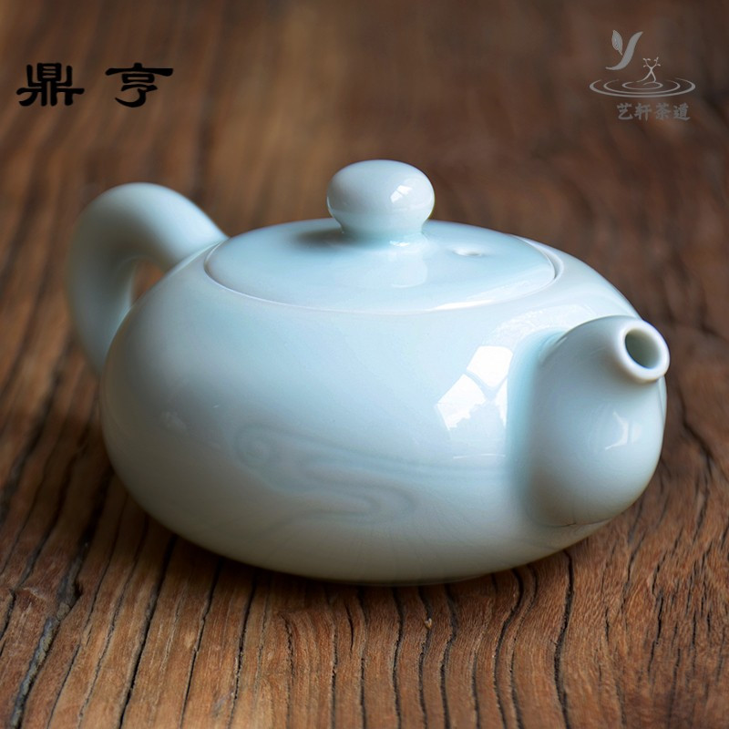 鼎亨日式茶壶单壶功夫茶具陶瓷影青泡茶壶带过滤青瓷茶具茶壶家用