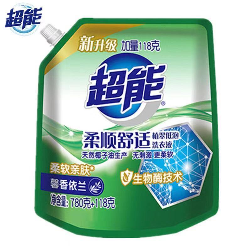 超能洗衣液加量装植翠低泡 780g 118g洗衣液家用袋装批发 1.