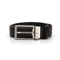万宝龙(Montblanc) 黑色红棕色双面皮革针扣式腰带 118417
