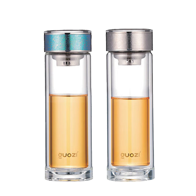 果兹玻璃杯320ml便捷高硼硅玻璃钛盖硅胶圈钛合时光GZ-S81