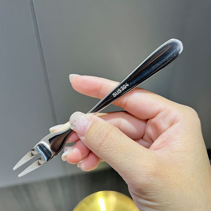304钢水果叉 不锈钢水果叉蛋糕叉创意月饼叉子甜品叉水果签食品级高清大图