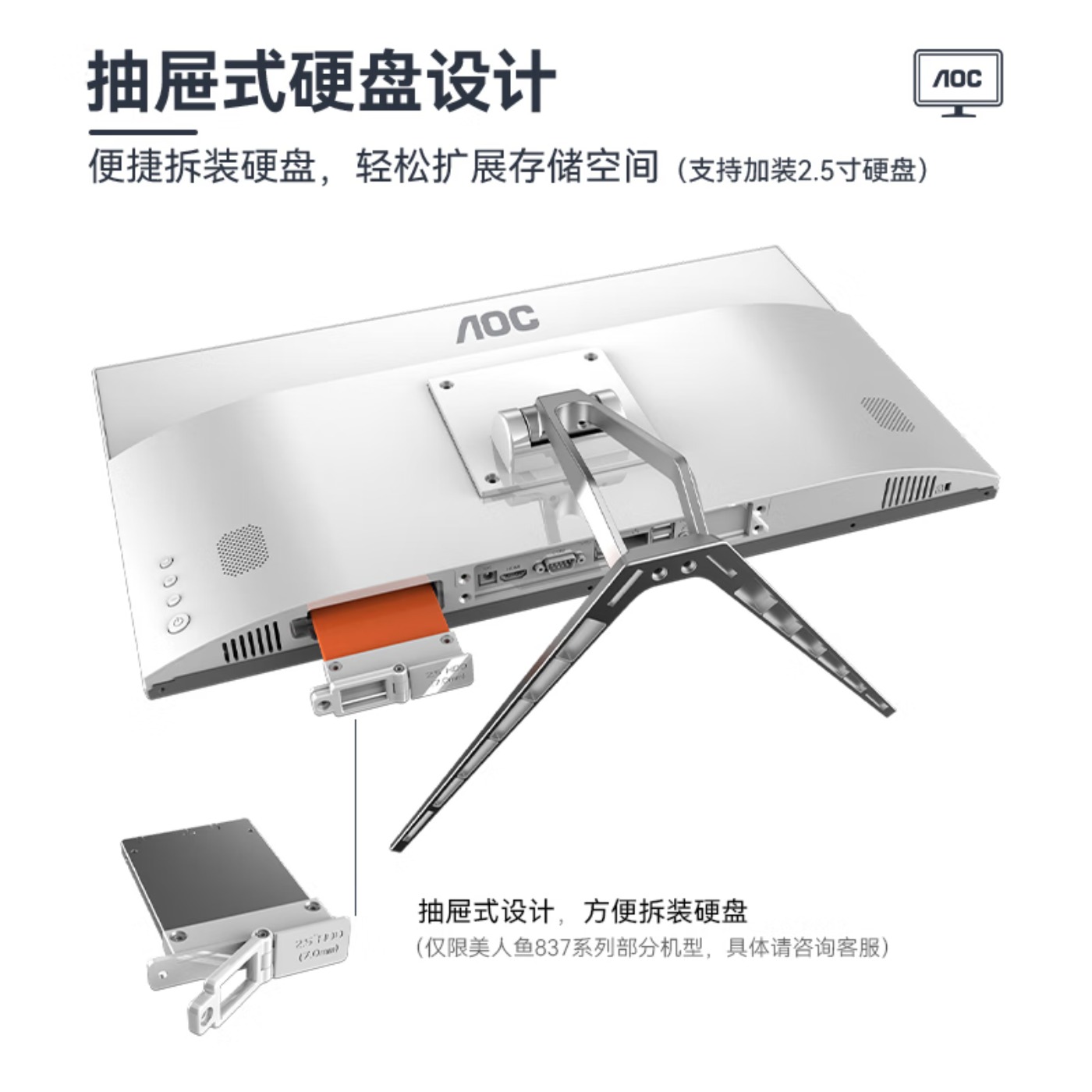 AOC一体机电脑高清超薄办公设计家用游戏台式整机全套 23.8英寸/14代酷睿i5+16G+512G固态 官方标配高清大图