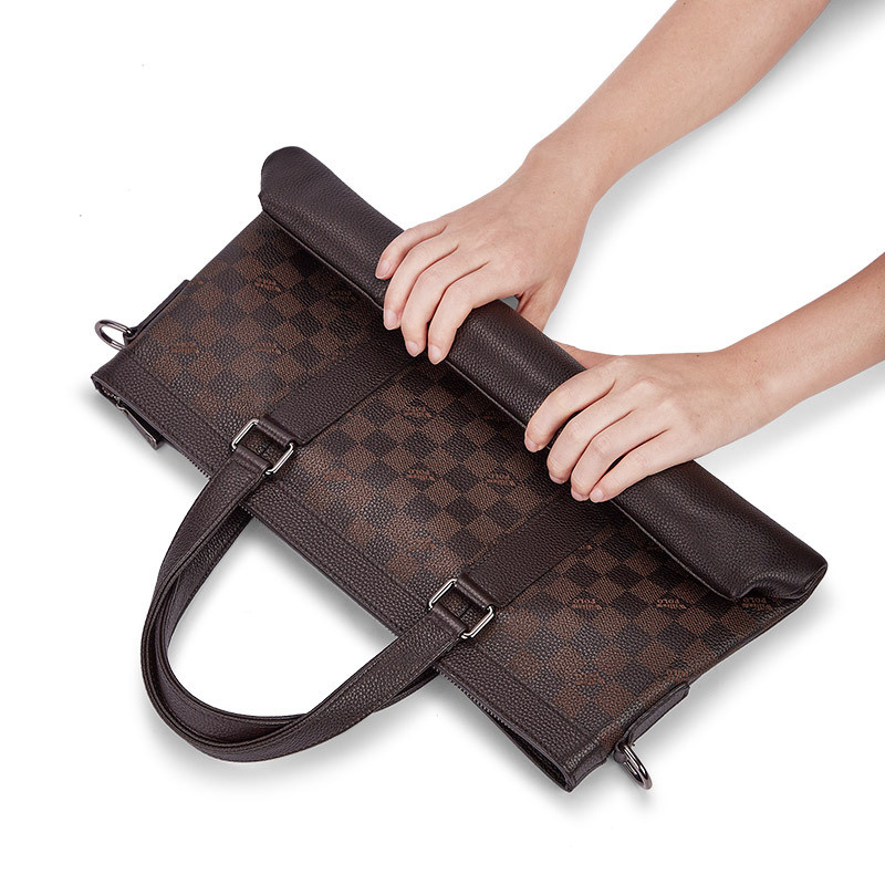 斯妮拉英皇保罗真皮公文包男士斜挎包潮商务休闲手提包2024新款单肩背包大包 款式二咖啡色