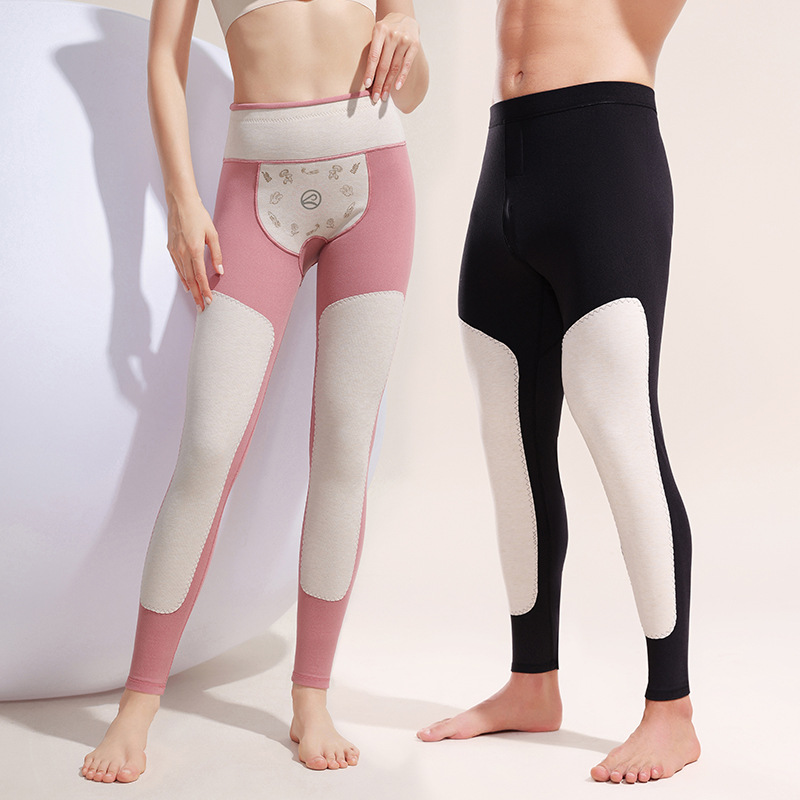 羊毛蚕丝护腰护膝保暖裤女内穿修身打底裤礼盒装高腰秋裤男士加长高清大图