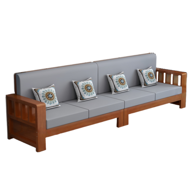智叶舟中式沙发四人位260*63*90cm张高清大图