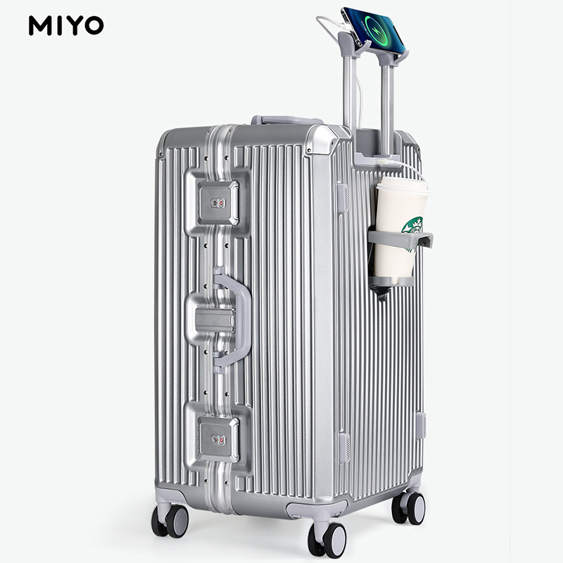 Miyo 24寸硬壳PC材质简约时尚拉杆箱铝合金拉杆四轮万向TSA海关锁安全旅行箱