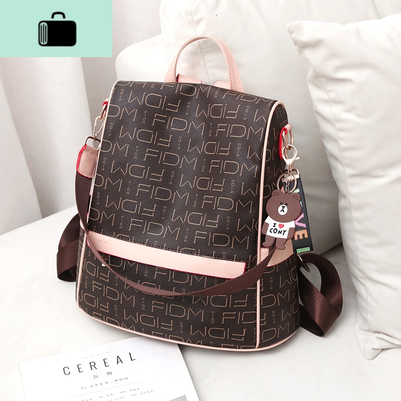 网红双肩包女2020年新款韩版时尚百搭大容量包包软皮防盗背包书包NEWLAKE高清大图