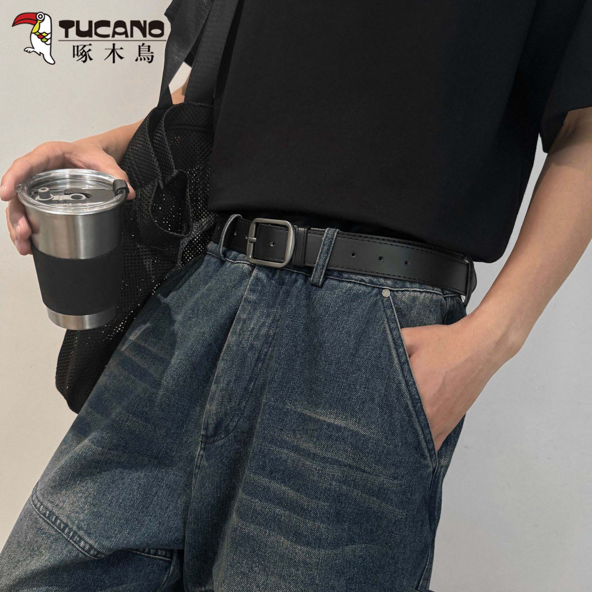 啄木鸟简约高级感男女通用韩版新款百搭牛仔裤装饰皮带学生饰生感高清大图