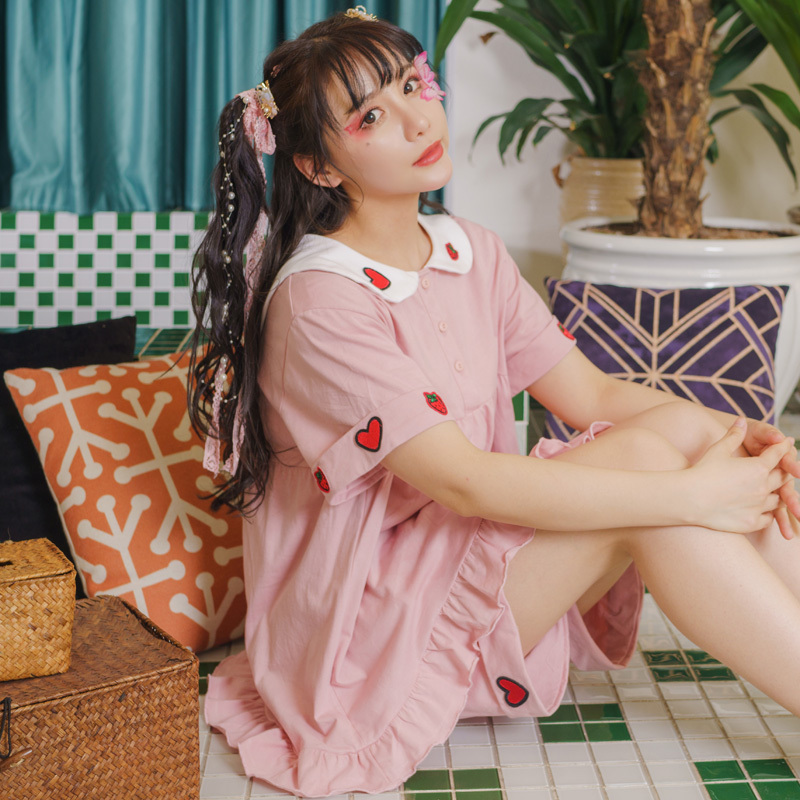 chyllirn茜靓短袖睡衣女夏季新款可爱纯棉家居服套装