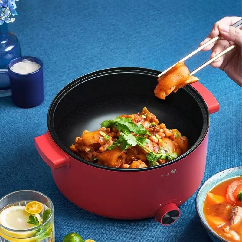 美的(Midea) 布谷电火锅BG-H50L1机械式多功能料理锅电热锅不粘锅(两色随机发)