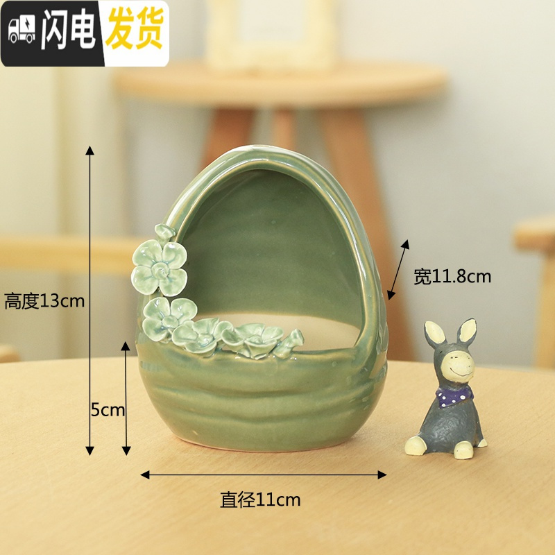 三维工匠韩式简约创意手工手绘捏花多肉花盆陶瓷花盆大小花盆 款04捏花 中花盆容器高清大图