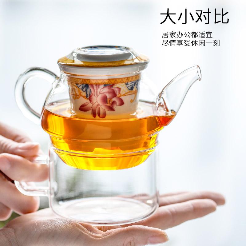家柏饰(CORATED)玻璃飘逸杯过滤带盖茶壶陶瓷内胆便携家居旅行一壶一杯冲茶器高清大图