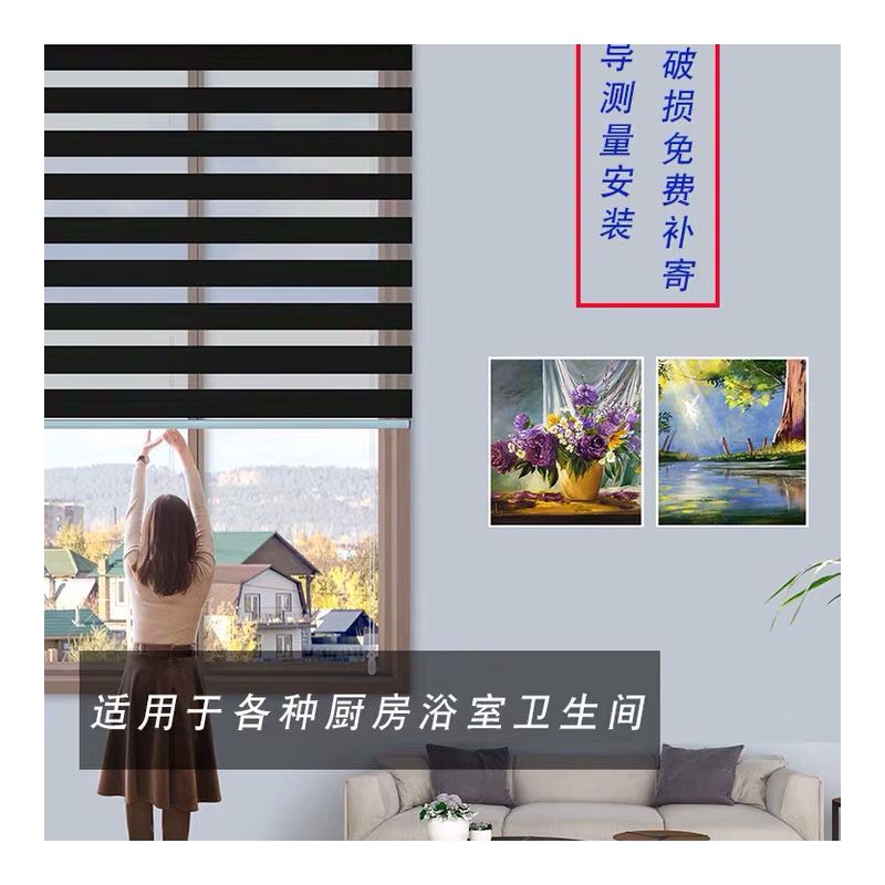 可免打孔卷帘窗帘百叶窗帘成品遮光卧室家用防蚊门帘