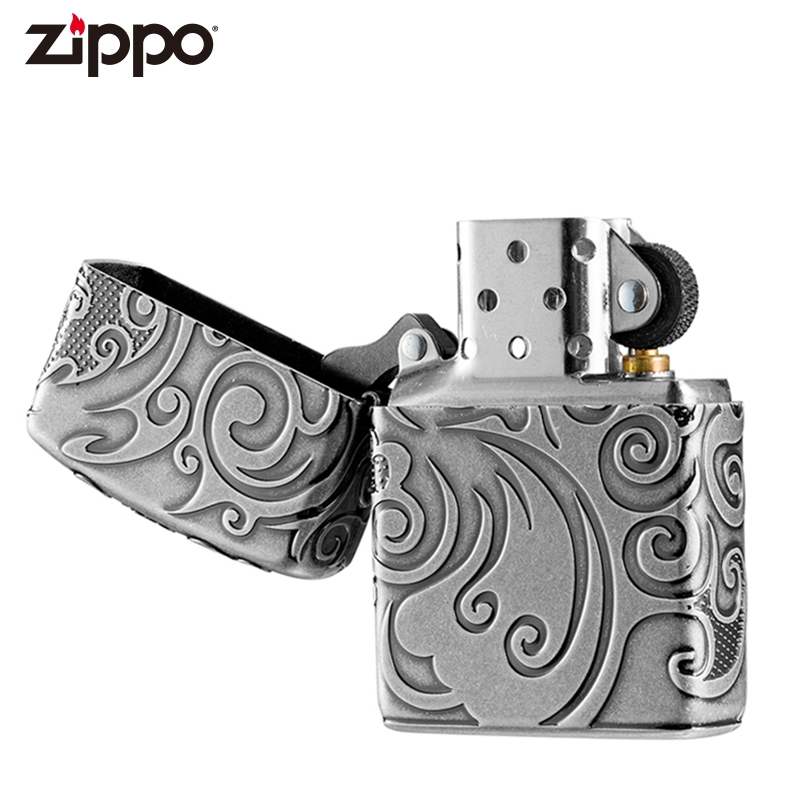 苏宁自营正版男士盔甲机古银淬火流云燃油防风zippo火机送男友芝宝