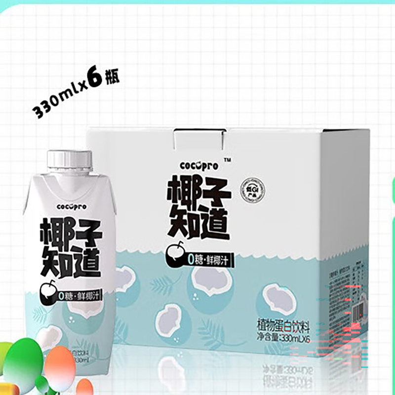 椰子知道 0糖鲜椰汁 常规包装款330ml*6