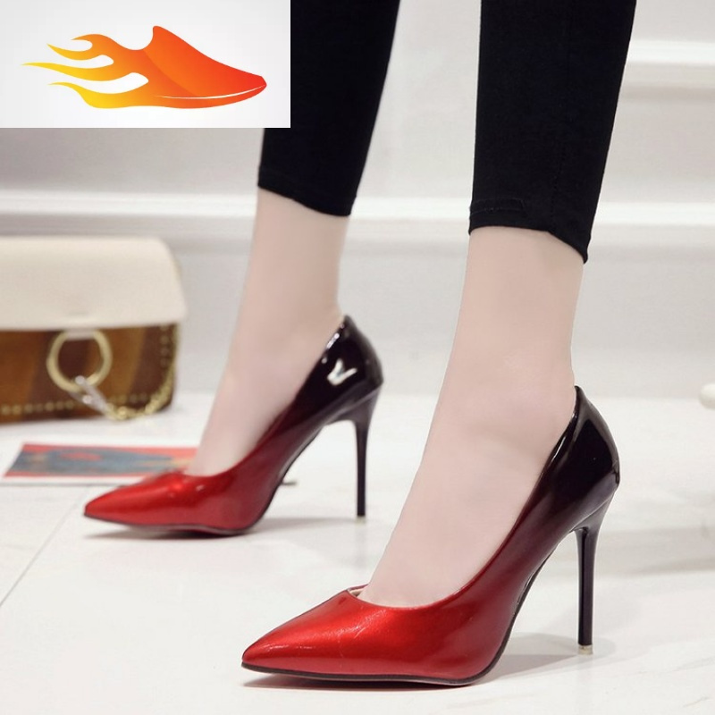 fishbasket42大码43码胖脚女鞋10cm细跟尖头显瘦高跟鞋男士cosplay