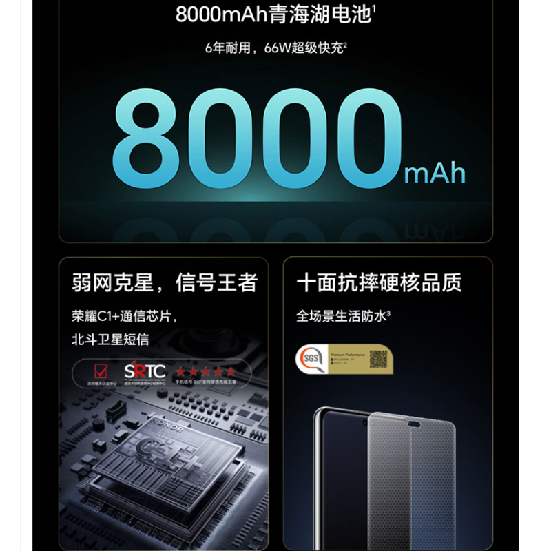 [全新]荣耀 Power 雪原白 12GB+512GB 支持卫星消息 第三代骁龙7芯 5G 8000毫安青海湖电池 66W快充 拍照手机