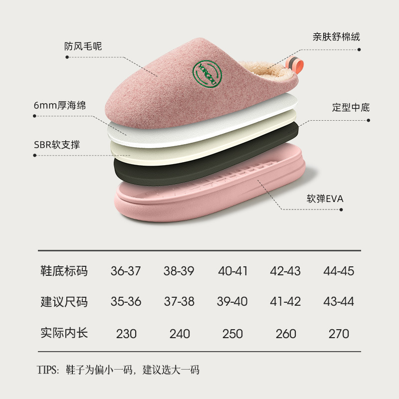 远港2023新款棉拖鞋女士秋冬季室内防滑加绒保暖居家用软底厚底男冬天