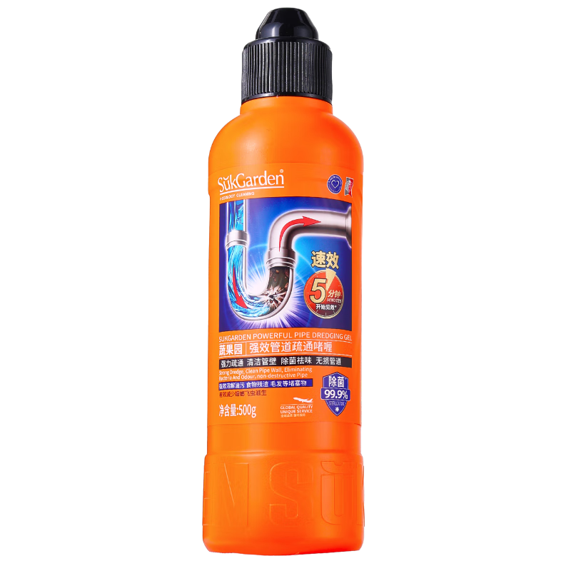蔬果园管道疏通剂500g强力溶解马桶厕所厨房下水道疏通剂神器