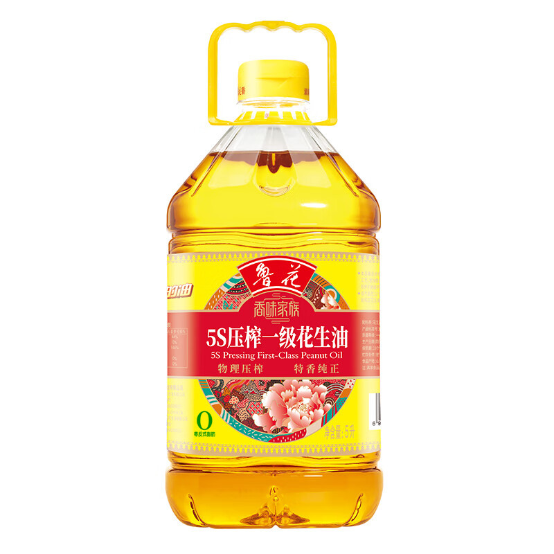 鲁花 香味家族系列5S 压榨一级花生油 5L