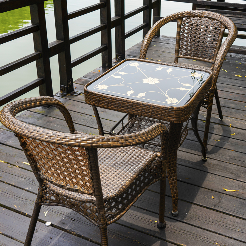 藤椅三件套组合休闲庭院网红滕椅子室外阳台小茶几藤编户外桌椅