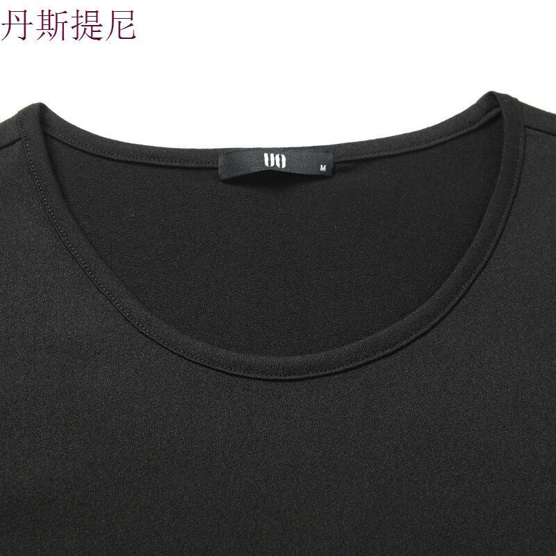 [商场同款]男装2018夏季新品男士黑色贴布圆领短袖T恤男潮流黑色