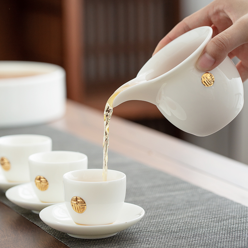 苏氏陶瓷(SUSHI CERAMICS)羊脂玉功夫茶具套装家用白瓷侧把壶17件整套礼盒装