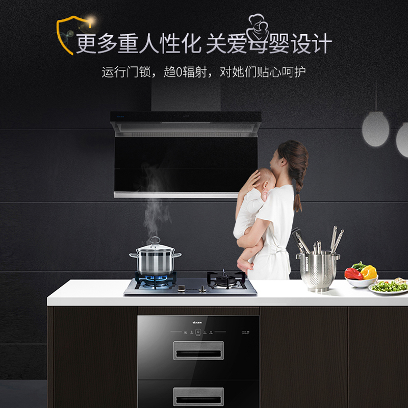 艾美特ZTD100A-Q3消毒柜嵌入式 家用消毒碗柜 高温家庭厨房双开门二星级 升级款