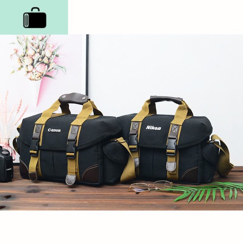 NEW LAKE佳能相机包 单反 单肩帆布摄影包200D700D750D800D60D70D80D5D90D 数码相机包图片