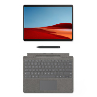 微软 Surface Pro X 亮铂金平板电脑键盘盖 + Slim Pen 典雅黑超薄触控手写笔 套装 欧缔兰材质