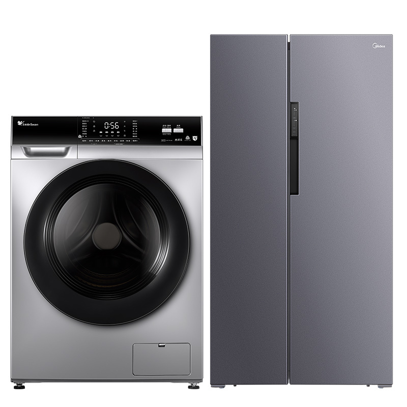 [美的&小天鹅冰洗套餐]606L对开门冰箱一级能效双变频净味抑菌智能冰箱+ 10公斤滚筒洗衣机全自动 除菌率99.9%