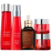 雅诗兰黛(Estee Lauder)红石榴女士面部护肤套装礼盒鲜活亮采 (水+乳+精华+日霜+晚霜)