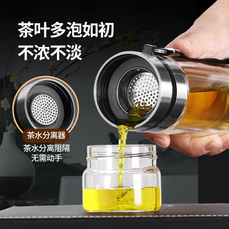 美帮汇茶水分离泡茶师双层玻璃杯便携随手杯女大容量男士过滤水杯子创意高清大图