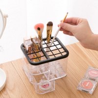 Enyakids透明化妆品收纳盒桌面塑料化妆盒化妆刷化妆棉口红分格盒子