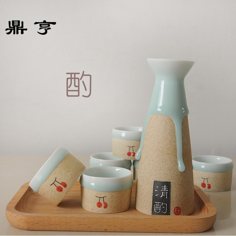 鼎亨创意手工流釉酒具景德镇陶瓷日式清酒壶 白酒酒杯分酒器家居