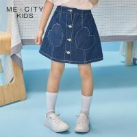 [2件2折价:23]米喜迪mecity童装夏新款女童儿童裙子夏款心型贴袋牛仔半裙