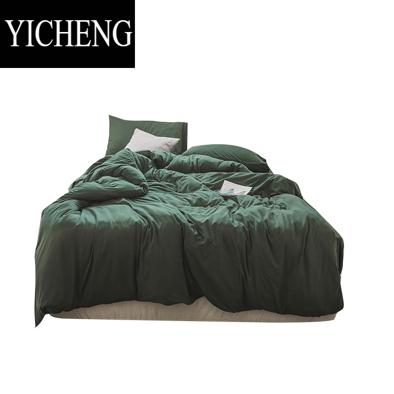 YICHENG裸睡纯色针织棉天竺棉床上四件套新疆棉被套1.8m床单床笠床品