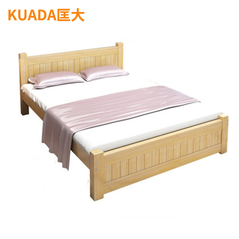匡大 床 实木框架原木床1.0米床+10CM棕垫+床头柜*1KDMC-QT2010