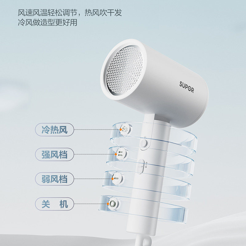苏泊尔电吹风1600W大功率速干过热保护安全耐用设计 HDL-F2高清大图