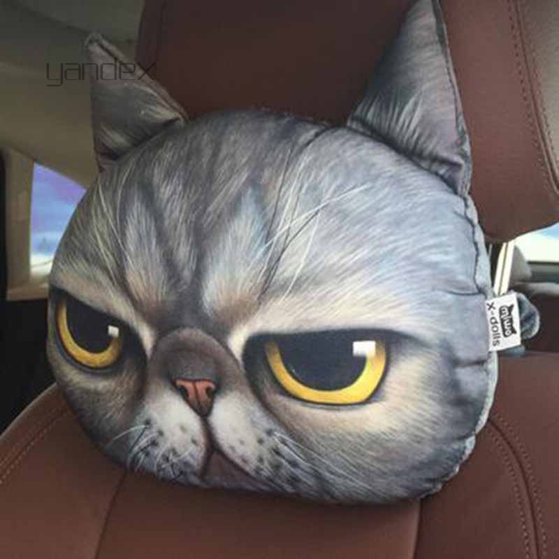 适用于汽车头枕3D卡通创意护颈枕头四季熊猫枕座椅靠枕车内装饰6