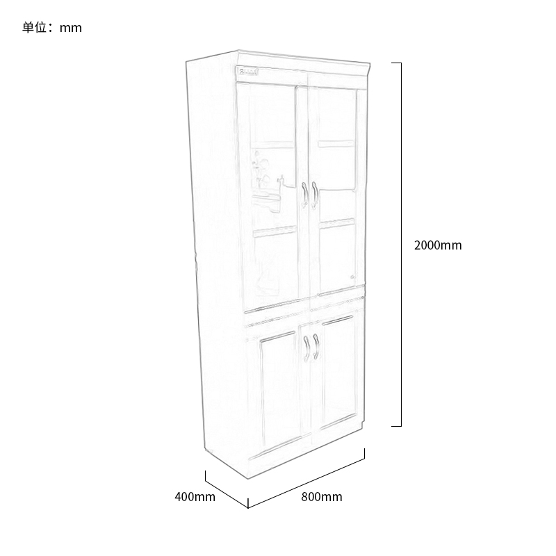 富莱斯宝 两门文件柜办公柜档案柜 800*400*2000 /个高清大图