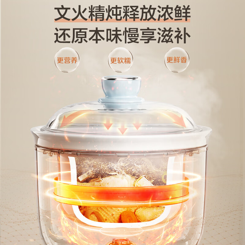 苏泊尔(SUPOR)电炖锅电炖盅炖汤盅1L/升容量煲汤锅煮粥锅婴儿宝宝熬粥燕窝炖盅养生1-3人辅食锅DG10YC883