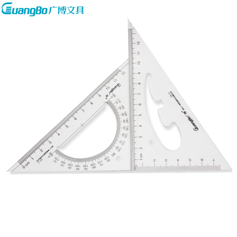 广博(GuangBo)CB5615 12cm多用斜边三角尺5个 透明绘图三角板 量角尺 尺子 刻度尺 测量工具